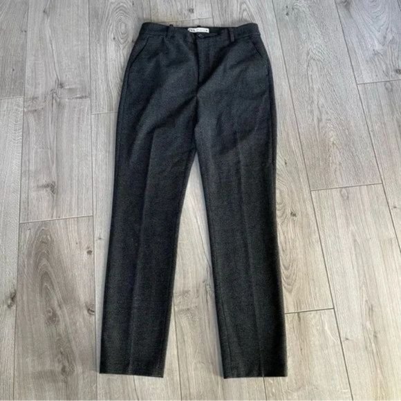 Zara dark Grey Houndstooth Straight leg pant for academic business wardrobe US 6 - Picture 6 of 6